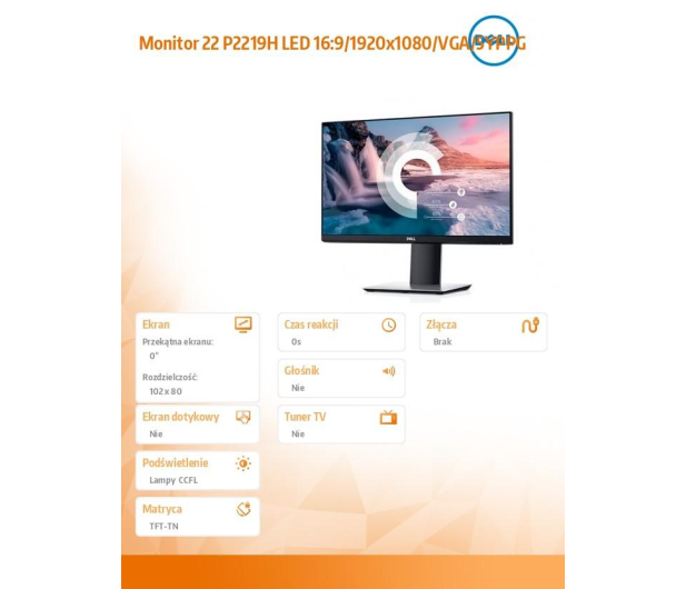 Dell P2219H 5Y - 599181 - zdjęcie 2